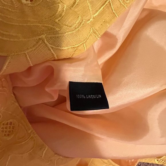 Lafayette 148 New York Yellow Linen Floral Skirt in Size 10 - Picture 4 of 7